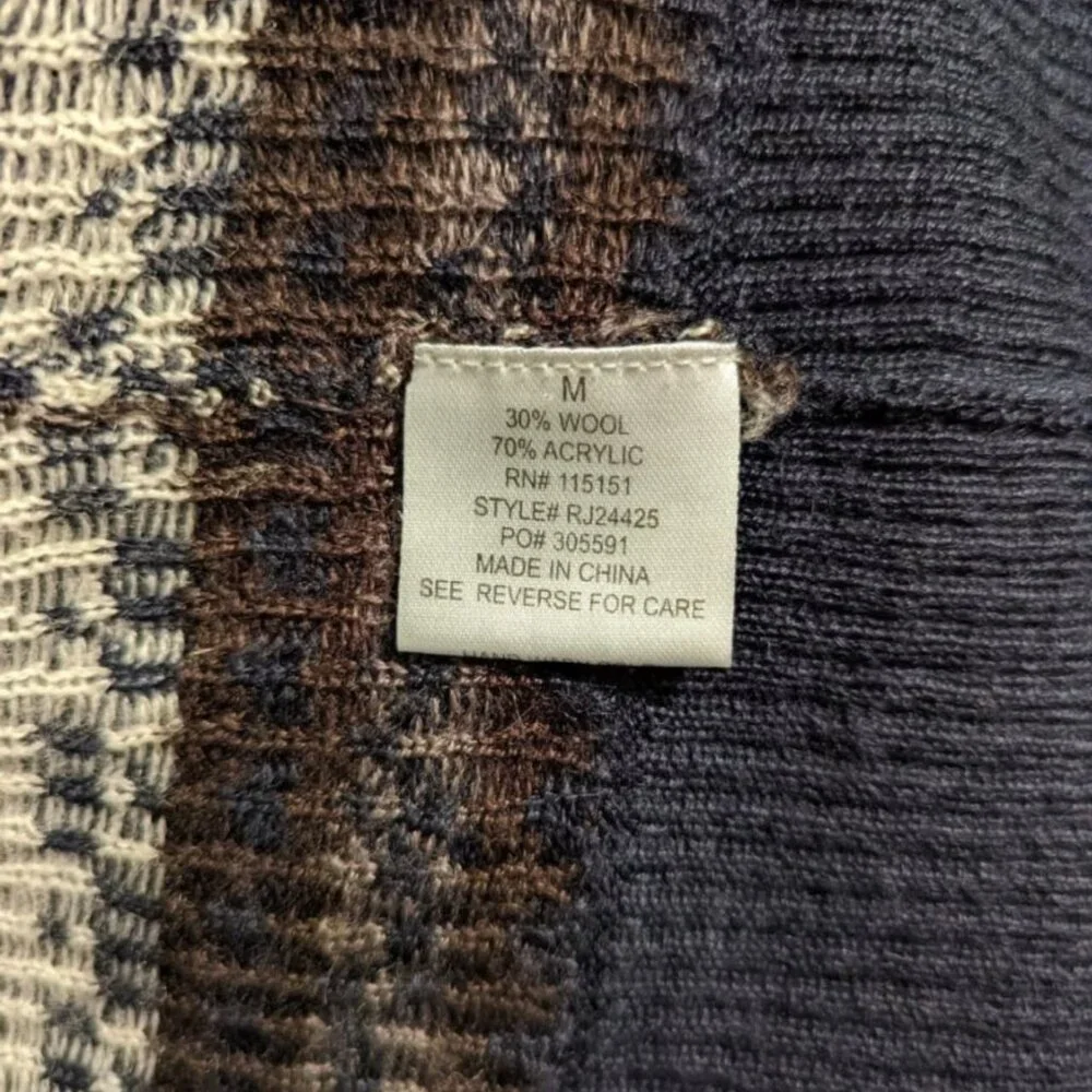 Romeo and Juliet Couture Wool Blend Cardigan Brown Blue Cream Women's Medium